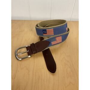 The Belted Cow Company Patriotic Men's Belt Navy and Tan